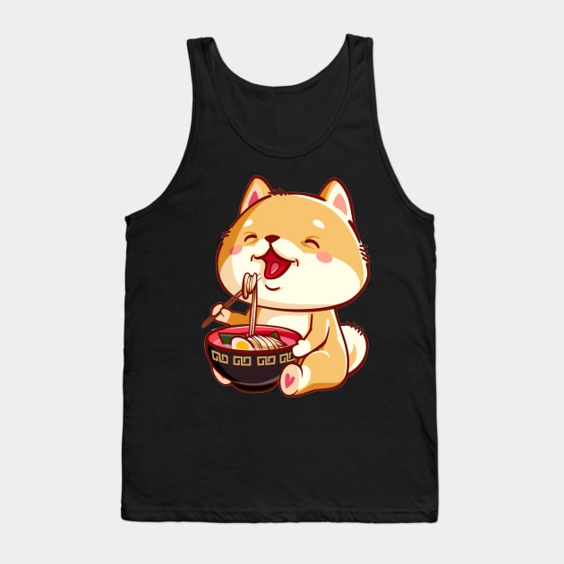 Shiba Inu Dog eats ramen T-shirt Tank Top by Dodgefashion